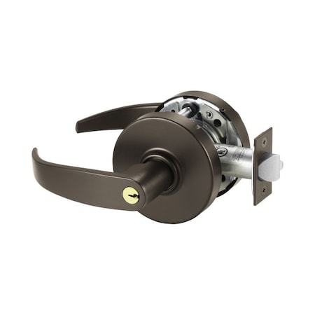Sargent Office Cylindrical Lock Grade 1 with P Lever and L Rose and ASA Strike and LA Keyway Dark Bronze 2810G05LP10BE